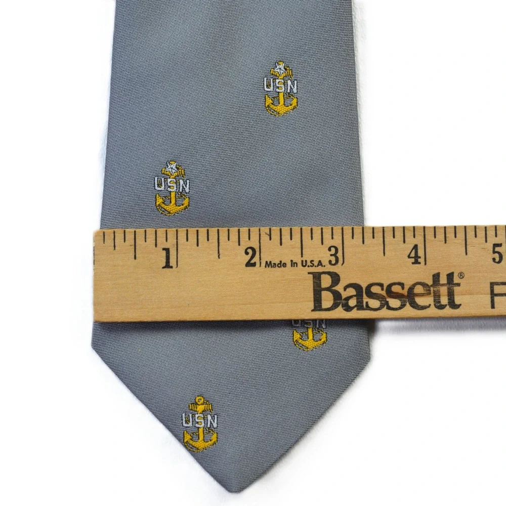 Alec Brook Collection US Navy USN Anchor Gray Polyester Necktie 01-402-5671
